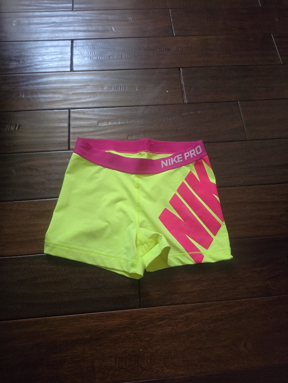 Women Neon Green & Pink Nike Pro Shorts